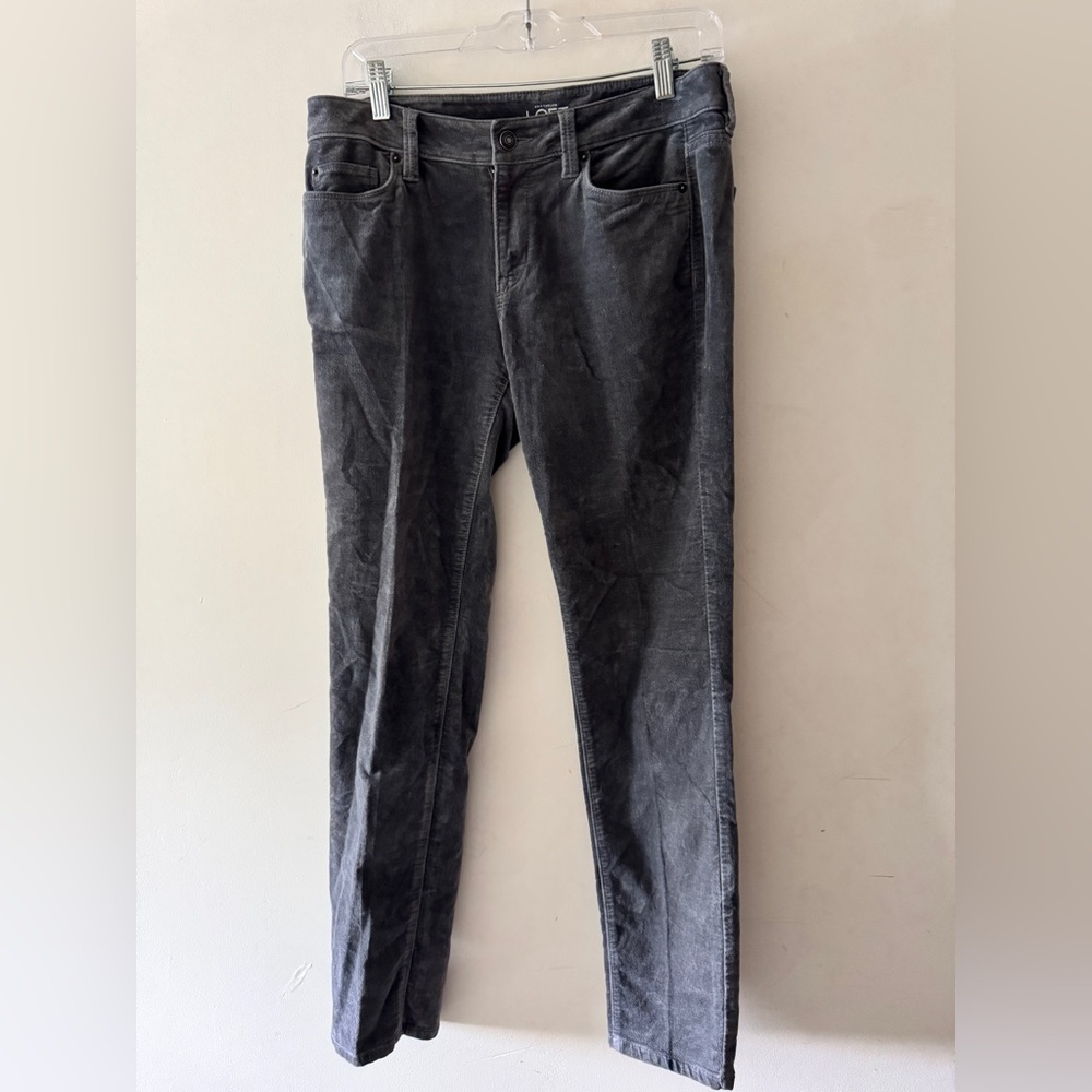 LOFT Ann Taylor Charcoal Gray Velvet Pants Modern Skinny